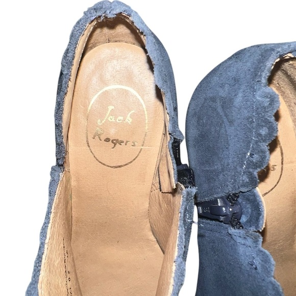 Jack Rogers Women’s Marianne‎ Navy Blue Suede Ankle Boots Size 6.5 Stacked Heel - Picture 5 of 9